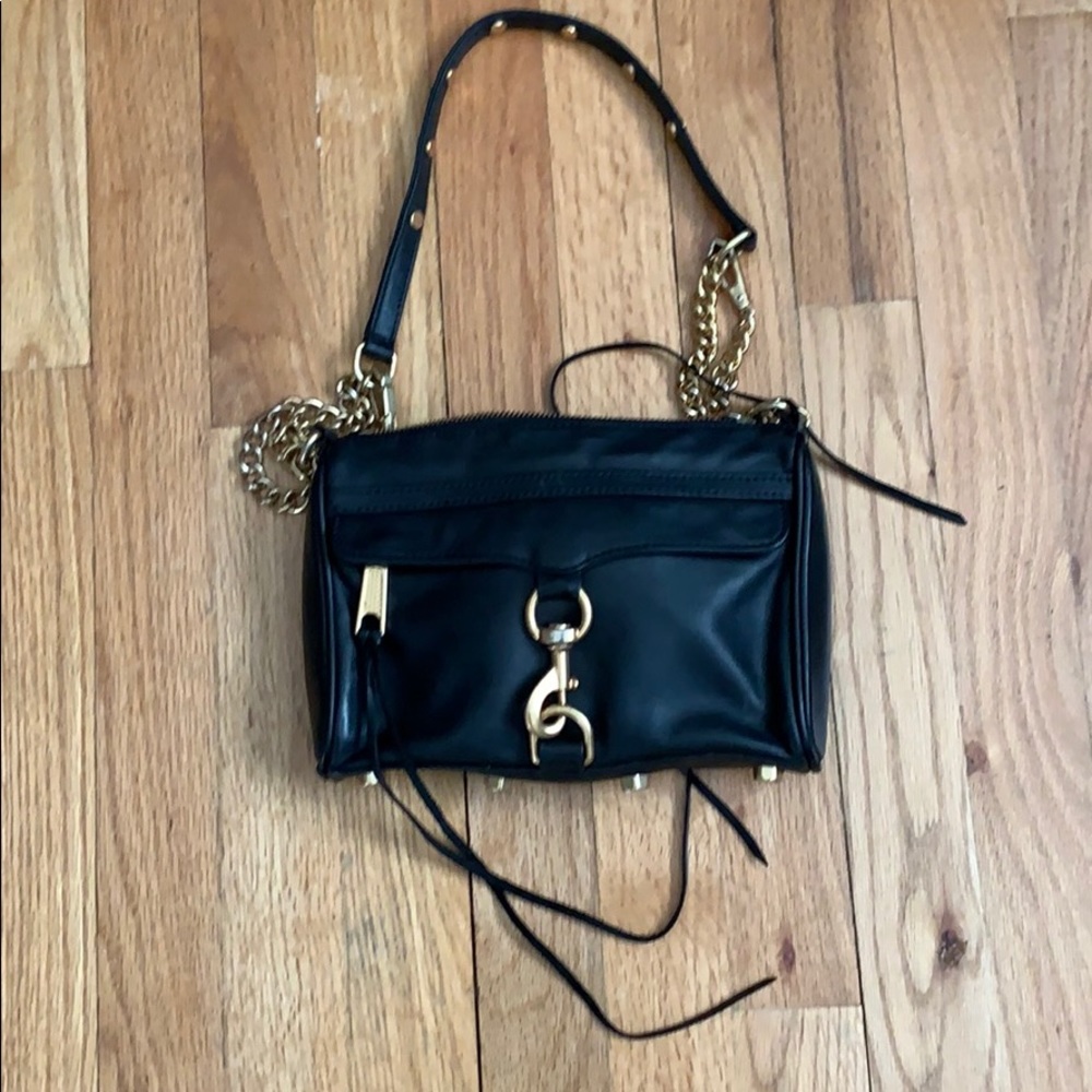 Rebecca Minkoff black mac crossbody - gold chain
